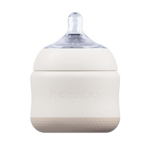 Babaloo Baby-Led Anti-Colic Bottle – 8 oz Single Bottle (Creme) – Slow Flow Nipple, BPA-Free Platinum-Grade, Food-Grade Silicone