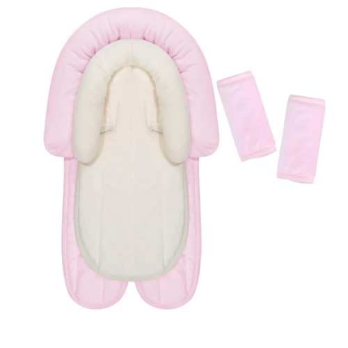 COOLBEBE New Babybody Support & Strap Covers Set for Newborn Infant Toddler- Extra Soft Stroller Cushion Pads Car Seat Insert, Perfect for Carseats, Strollers, Swings, Pink