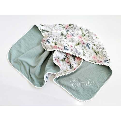 Personalised Baby blanket from Organic cotton Baby gift for newborn Baby receiving blanket Embroidered Super soft baby blanket Baby wrap