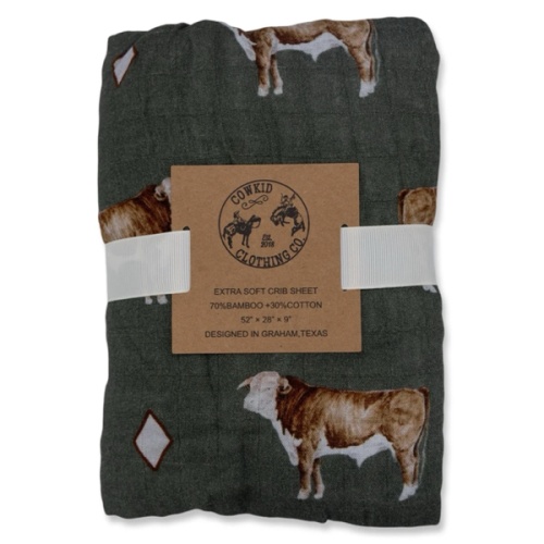 Hereford Bull Bamboo Muslin Crib Sheet – Cowkid Clothing Company