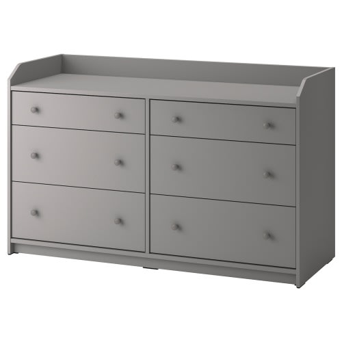 HAUGA 6-drawer dresser - gray 54 3/8x33 1/8 "