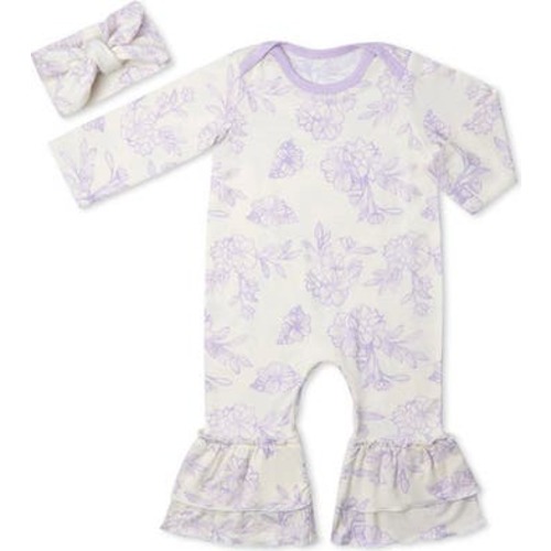 Ruffle Romper & Head Wrap Set, 0-3M
