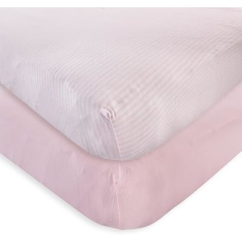 Touched by Nature Unisex Baby and Toddler Organic Cotton Crib Sheet, Barely Pink, One Size