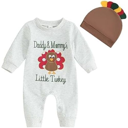 My First Thanksgiving Baby Boy Girl Outfit Newborn Little Turkey Onesie Romper Jumpsuit 1st Thanksgiving Clothes
