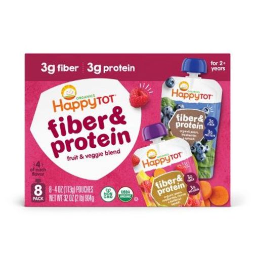 Happy Tot Organics Fiber & Protein Stage 4 Organic 2-Flavor Variety Pack - 8ct