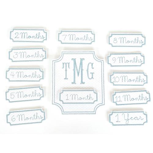 Personalized Baby Boy Milestone Markers | Embroidered Monthly Milestone Cards