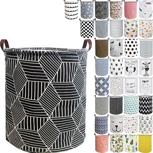 Laundry Hamper Thickened Cotton Waterproof Laundry Basket Leather Handle Collapsible Wide Ring Laundry Hamper in Bedroom Bathroom Dormitory Cloakroom Livingroom Nursery Organizer Toy Bin