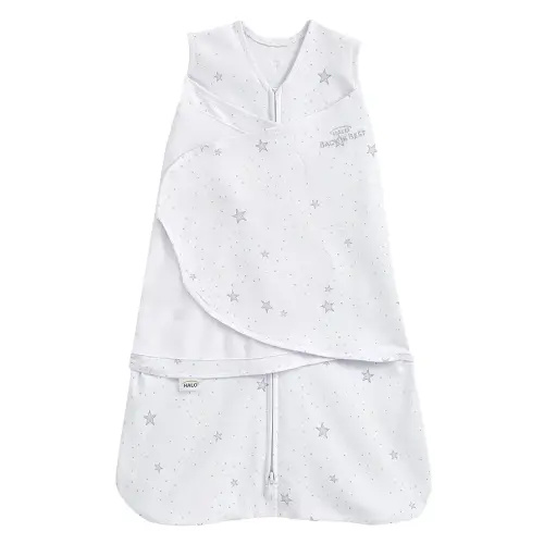 HALO 100% Cotton Sleepsack Swaddle, 3-Way Adjustable Wearable Blanket, TOG 1.5, Stardust, Small, 3-6 Months