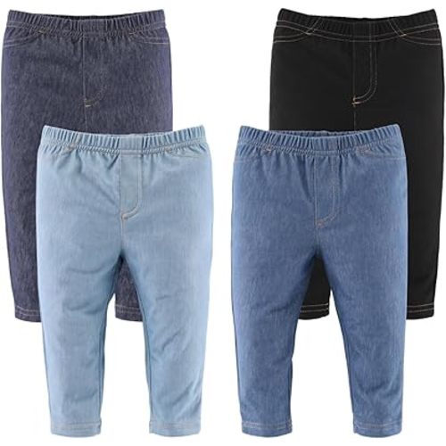The Peanutshell Baby Jeggings for Boys and Girls, Super Soft Stretchy Denim, Unisex 4 Pack