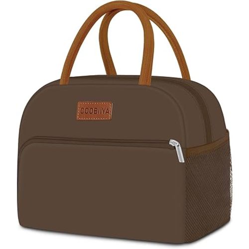 Coobiiya Lunch Bag Women, Lunch Box for Women Adult Men, Small Leakproof Cute Lunch Tote Large Capacity Reusable Insulated Cooler Lunch Container for Work/Office/Picnic/Travel-Brown
