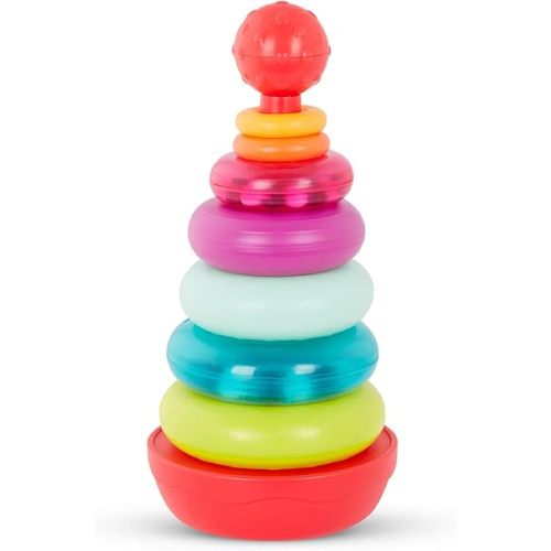 B. toys - B. Baby – Stacking Rings – Colorful Teether Set – Sensory Toys – Baby Rattles – 6 Months + – Rainbow Rings