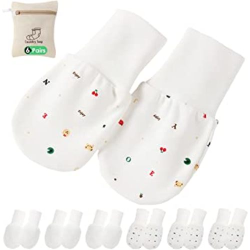 Newborn Baby Mittens Anti Scratch Baby Mittens No Scratch Mittens Baby Gloves for 0-5 Months Boys Girls(6 Pairs-S)