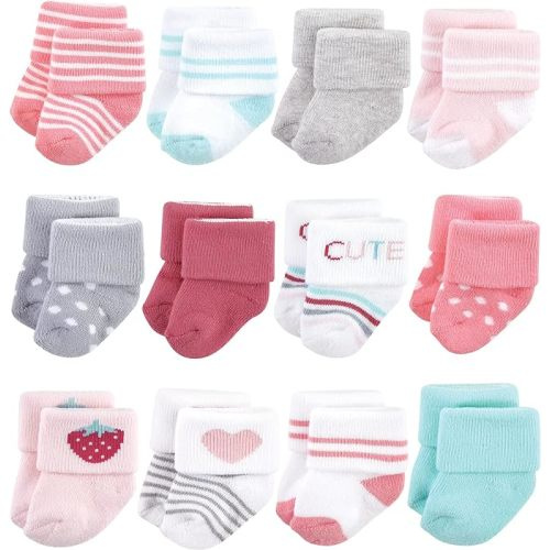 Hudson Baby baby-girls Cotton Rich Newborn and Terry Socks
