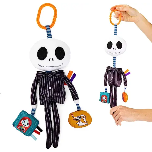KIDS PREFERRED Disney Baby Nightmare Before Christmas Jack Skellington On The Go Activity Toy with Teether, On The Go Clip, Bell Chime, and Pull Through Arms