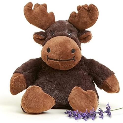 warmies Junior Microwavable & Weighted Stuffed Animals, Moose - Heated Stuffed Animal Plushie for Warmth & Comfort - Cute Soft Plush Toys for Adults & Children (Boys, Girls, Babies & Toddlers)