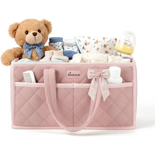 Diaper Caddy Organizer For Changing Table,Dutch Velvet Baby Diaper Caddy With 3 Removable Compartments &4 Side Pockets,Portable Diaper Basket For Car Organizer,Nursery Organizer For Essential Supplies