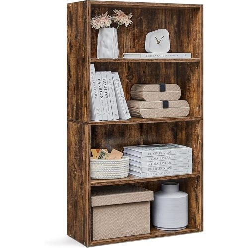 VASAGLE CUSTOS Collection - Bookshelf, 4-Tier Bookcase, Book Shelf, Open Storage Shelf, 9.4 x 23.6 x 42.4 Inches, for Living Room, Home Office, Dinning Room, Rustic Brown ULBC164X01
