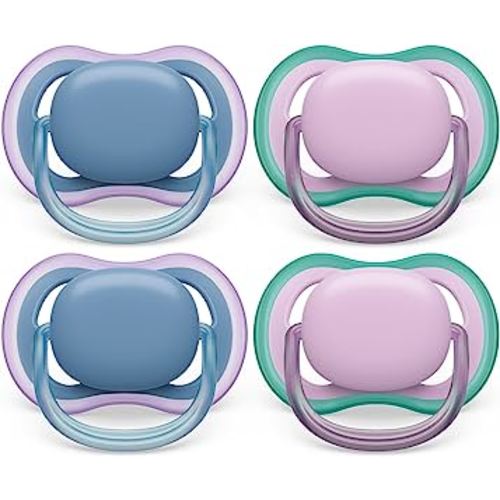 Philips Avent Ultra Air Pacifier - 4 x Light, Breathable Baby Pacifiers for Babies Aged 6-18 Months, BPA Free with Sterilizer Carry Case, SCF085/54