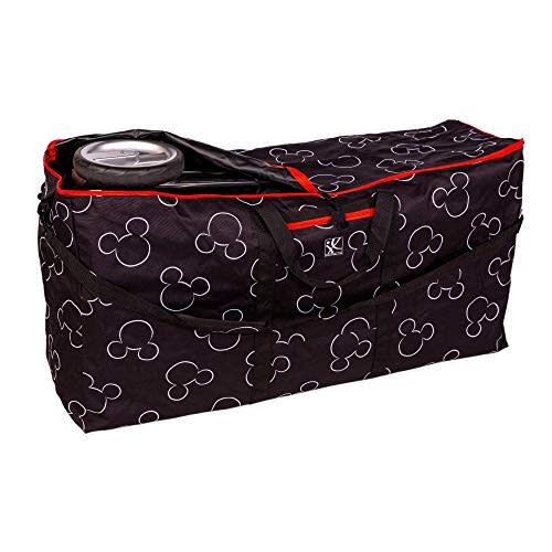 J.L. Childress Disney Baby Single & Double Stroller Bag - Travel Bag for Airplane, Fits Most Single & Double Baby Strollers, Airport Accessories for Gate or Baggage Check - Mickey Mouse, Black
