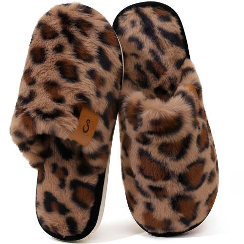 Ecetana Women's Fuzzy Slippers Indoor Cozy Soft Memory Foam Slip On House Shoes for Women