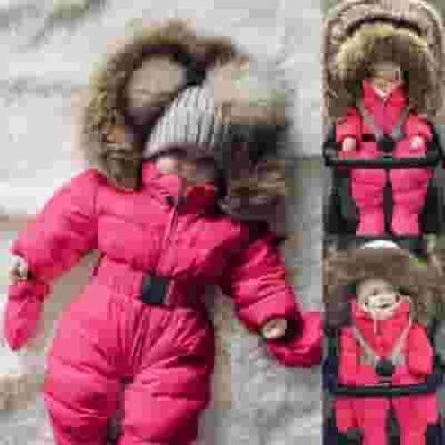 Baby Snowsuit Coat Baby Winter Snowsuits Baby Hoodie Jumpsuit Puffer Jacket for Newborn 3-6 Months