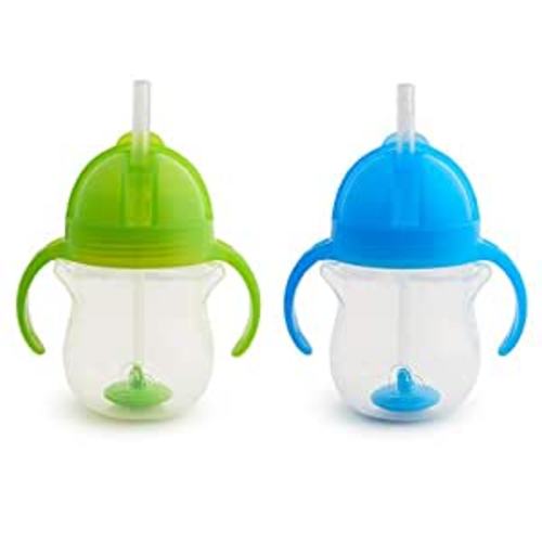 Amazon.com: Munchkin® Any Angle™ Weighted Straw Trainer Cup with Click Lock™ Lid, 7 Ounce, 2 Pack, Blue/Green : Home & Kitchen