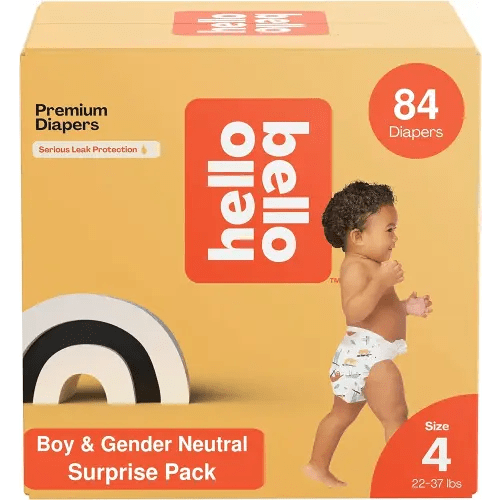 Hello Bello Premium Diapers, Size 4 (22-37 lbs) Surprise Pack for Boys - 84 Count, Hypoallergenic with Soft, Cloth-Like Feel - Assorted Boy & Gender Neutral Patterns