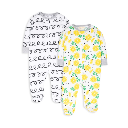 Little Star Organic Baby Girl 2Pk Sleep n Play, Size NB-9M