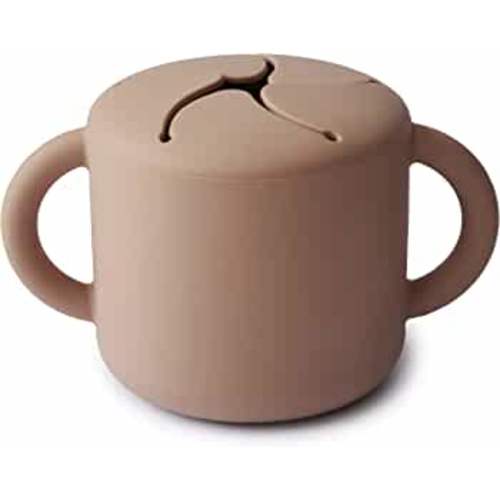 mushie Silicone Snack Cup | Spill Proof Food Container for Toddler and Baby (Natural)