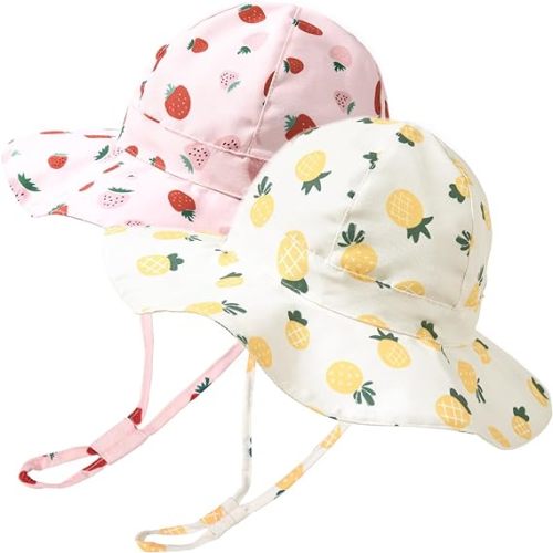 Baby Sun Hat Toddler Beach Hats with UPF 50+ Sun Protection Wide Brim Girls Bucket Hat