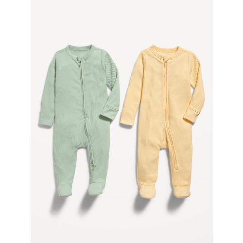 0-3 month Unisex 2-Way-Zip Sleep & Play Footed One-Piece 2-Pack for Baby