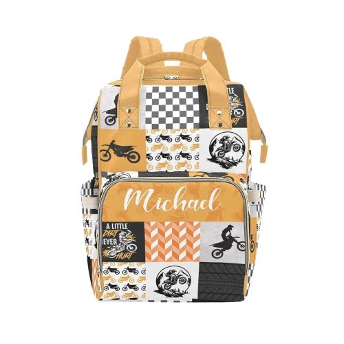 Custom Diaper Bag for Boys Personalized Name Diaper Bag Backpack with Changing Station Custom Motocross Baby Travel Bag Outdoor Nursing Diaper Mommy Backpack with Adjustable Shoulder Straps Nappy Bag