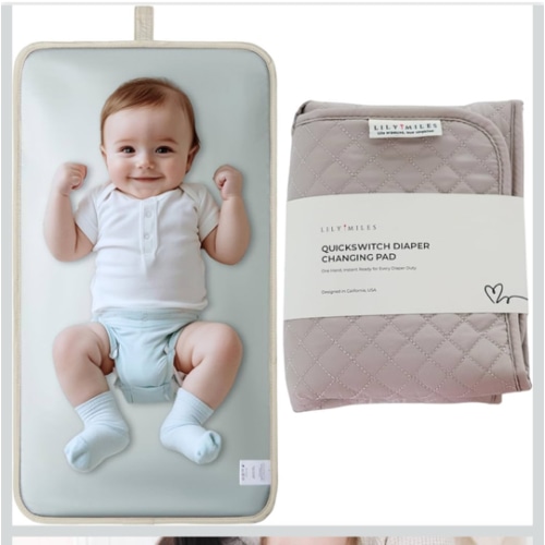 Lily Miles Diaper Changing Pad Portable, Baby Changing Mat with Magnetic Latches, Travel Pad for Diaper Bag, Baby Essentials, Wipeable & Waterproof Mat (Soft Sand, Regular)