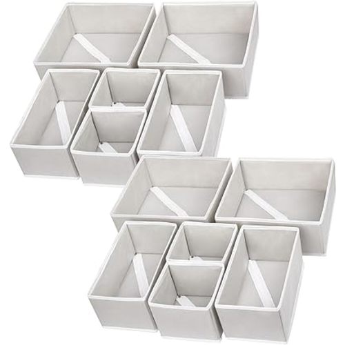 Vtopmart 12Pack Drawer Organizer for Clothes, Underwear Drawer Organizer Bins, Foldable Fabric Closet Storage Organizers, Dresser Drawer Dividers for Baby Clothing, Bra, Socks, Ties, Scarf