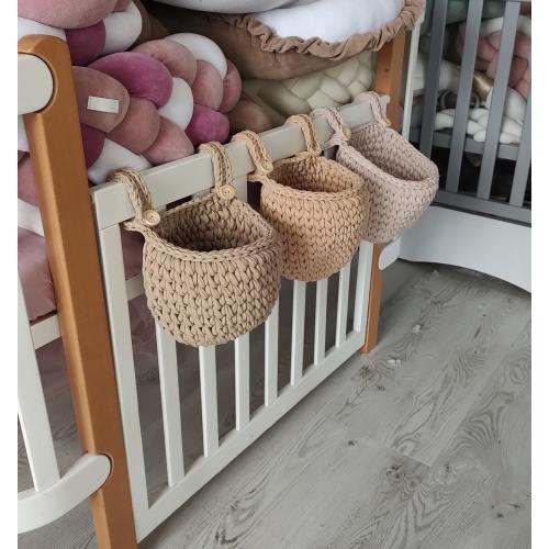 Baby Crib hanging storage Basket, Gift for mom, bag organizer, crochet hanging basket for Baby cribs, pocket organizer Toy bag Diaper caddy