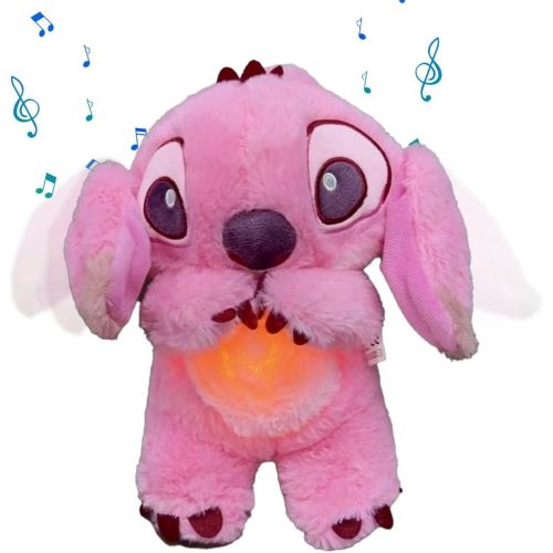 Guvepv Stitch Soothing Plush Toy, Calming Relief Stitch Plushies, Anxietys Relief Stitch, Breathing Stitch with Flapping Ear Sensory Music Lights & Rhythmic Breathing Motion for Kids Adults Sleeping