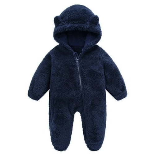 purcolt Baby Days savings!Newborn Baby Girls Boys Cute Bear Fleece Footie Bunting Snowsuit Toddler Infant Hooded Plush Footed Jumpsuit Romper Winter Fall Warm Coat Outfits On Clearance