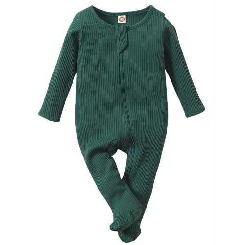 ENFLASH Newborn Zipper Baby One-Piece Footies Pajamas Infant Cotton Sleeper Pjs