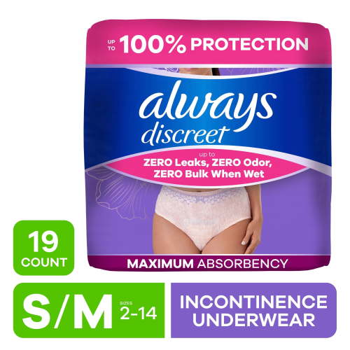 Always Discreet - Adult Diapers for Women Size S/M, 19 Count​ HSA/FSA Eligible
