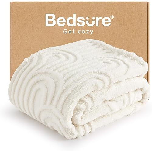 Bedsure Fleece Throw Blanket for Couch - Super Soft & Cozy, Fluffy Blankets for Women, Cute Small Throws for Girls, Ideal Gifts for Women, White, 50x60 Inches