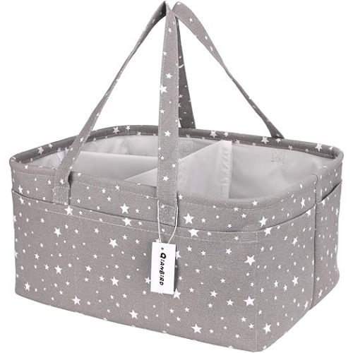 Baby Diaper Caddy Organizer-Extra Large Portable Diaper Caddy Basket-Diaper Organizer Caddy-Diaper Holder Tote Bag for Changing Table Newborn Registry Baby Shower Basket for Diapers & Wipes…