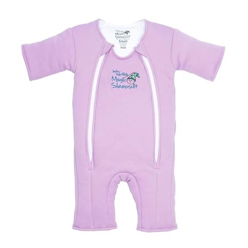 Baby Merlin's Magic Sleepsuit - 100% Cotton Baby Transition Swaddle Sleep Suit for Infants 6-9 Months - Baby Sleepsuit with Double Zipper for Easy Diaper Changes and Scooped Neckline - Lavender