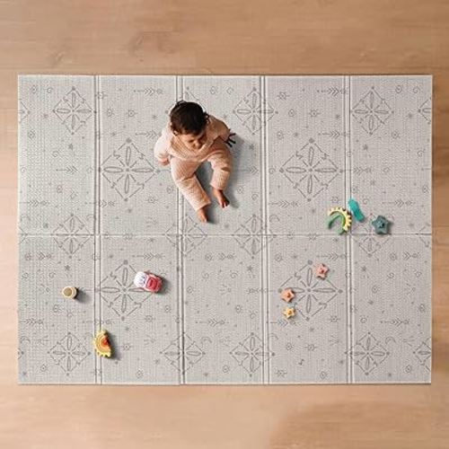 Nuby Reversible Baby Floor Mat - Foldable and Lightweight Infant Play Mat - Easy Storage and Travel - Graceful Gray