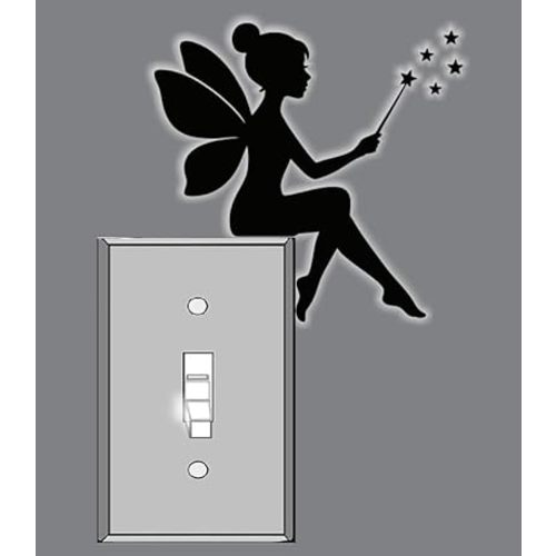 CartNest- Tinkerbell Fairy Light Switch Decals – Fun Vinyl Stickers for Cards, Outlets, or Nursery and Bedroom Décor Size 6"