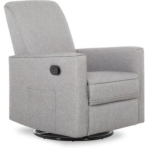Evolur Raleigh Glider in Light Grey, Upholstered Plush Seating 360° Swivel Glider Rocking Chair, FSC Certified, Greenguard Gold & JPMA Certified Nursery Glider Recliner
