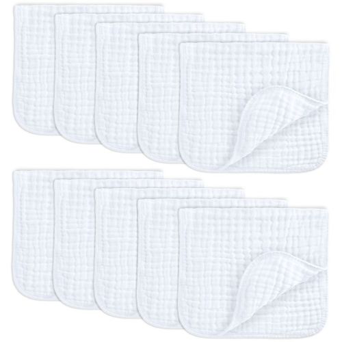 Muslin Burp Cloths Large 100% Cotton By Comfy Cubs (white, Pack Of 6)