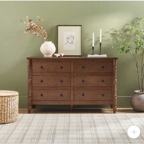 Dark Brown Traditional Vivienne 6-Drawer Easy Assembly Solid Wood Dresser