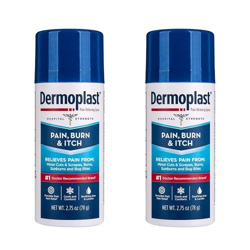 Dermoplast Pain, Burn & Itch Relief Spray for Minor Cuts, Burns and Bug Bites, 2.75 Oz, Pack of 2 (Packaging May Vary)