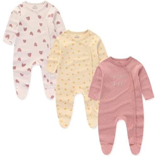 Kiddiezoom Baby Cotton Footed One-Piece Romper Multiple color combinations Jumpsuit Set For Newborn baby Pajamas