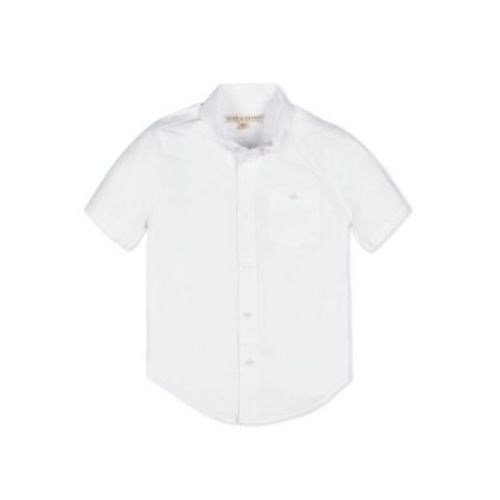 Baby Boys Organic Short Sleeve Stretch Poplin Button Down Shirt